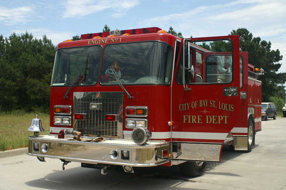 Bay St. Louis Engine 1 at a drill at the Casino Magic Hotel on June 28, 2005.